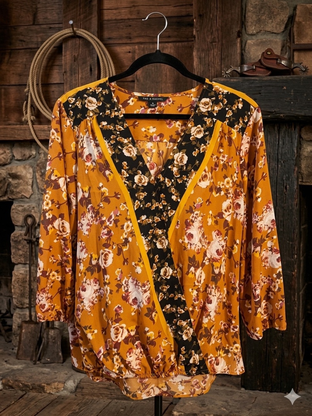 Zac & Rachel Floral Top in Rust and Pink